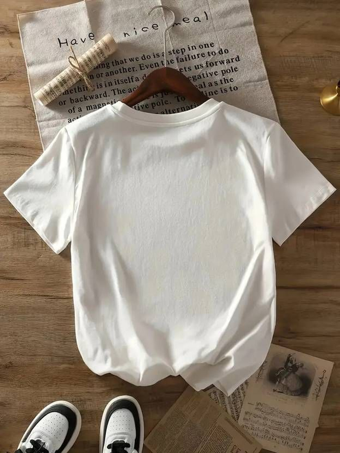 Image of Patche Graphic Print Women Round Neck White T-Shirt
