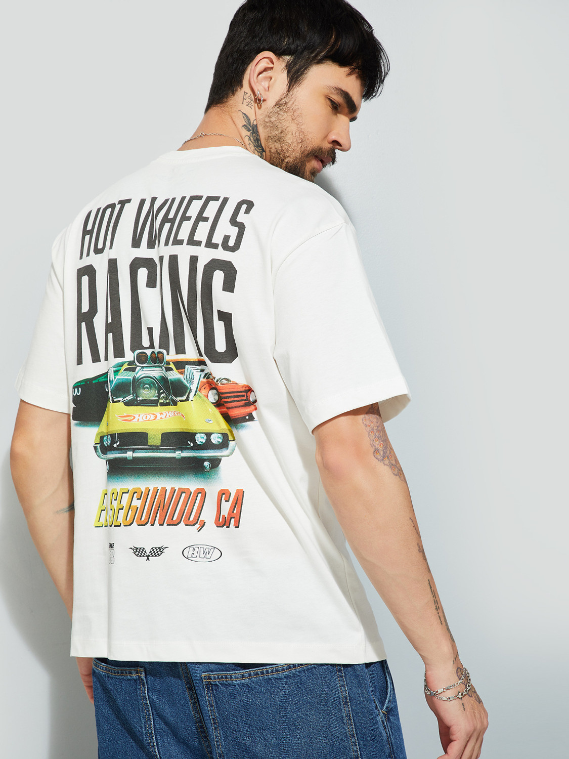 Image of MAX Printed Men Round Neck White T-Shirt