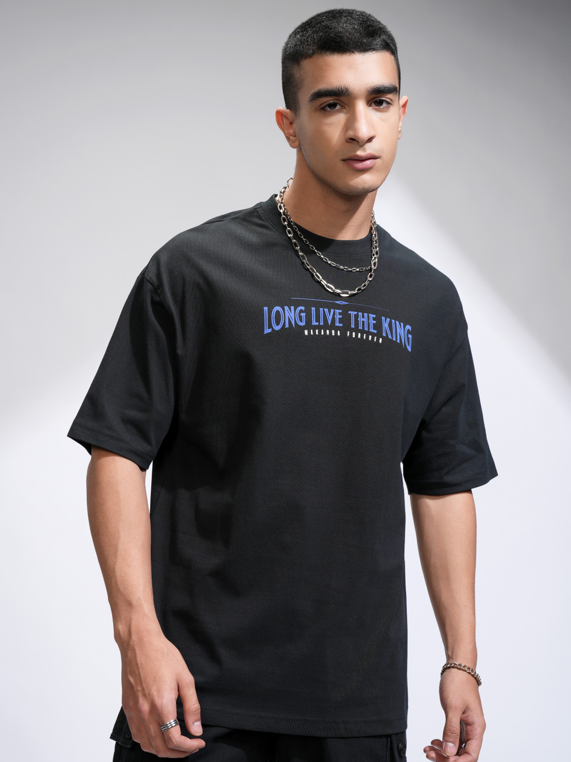 Image of HIGHLANDER Printed Men Round Neck Black T-Shirt