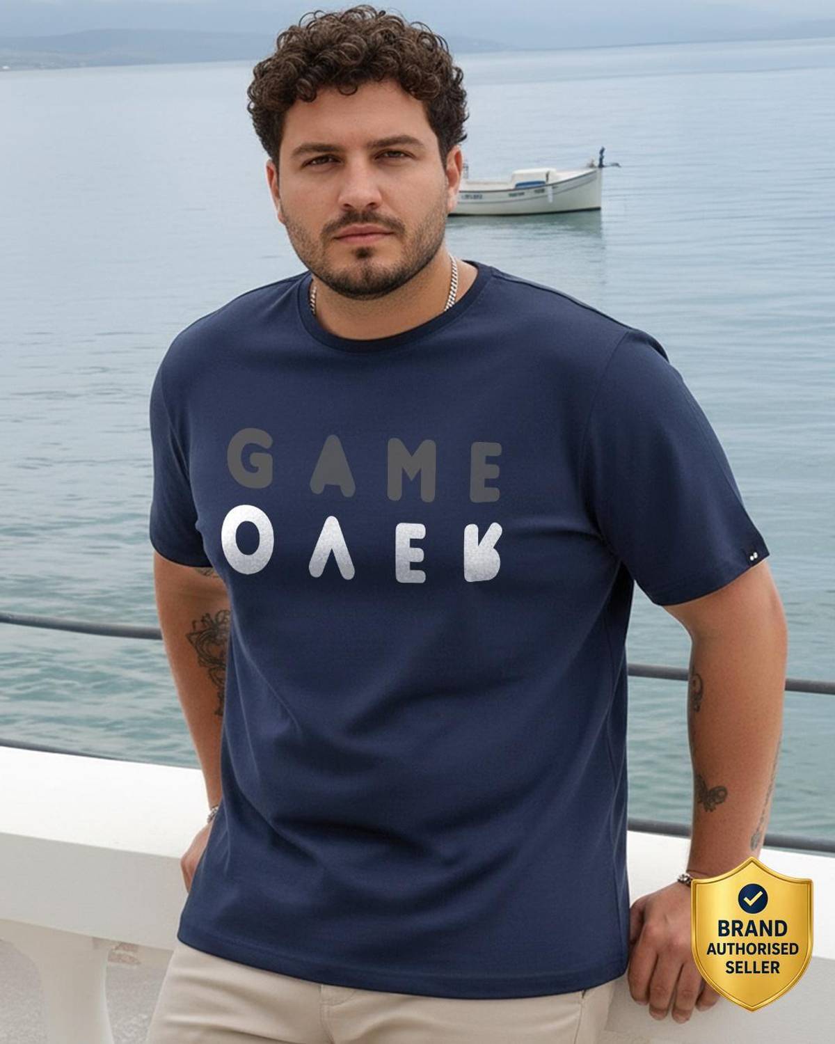 BEWAKOOF Graphic Print Men Round Neck Blue T-Shirt