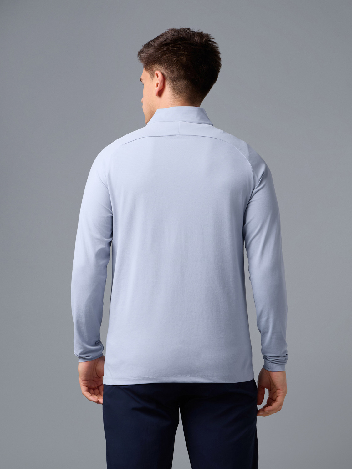 Image of TECHNOSPORT Printed Men Zip Neck Blue T-Shirt