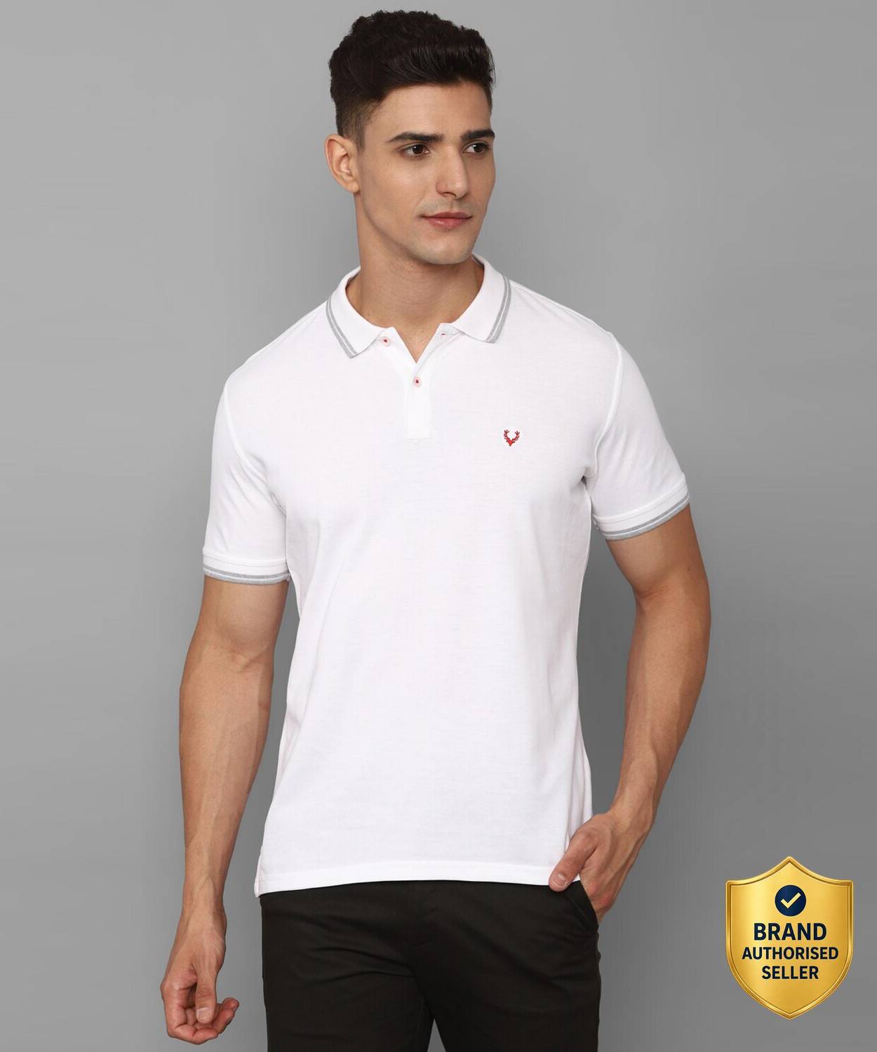 Allen Solly Solid Men Polo Neck White T-Shirt