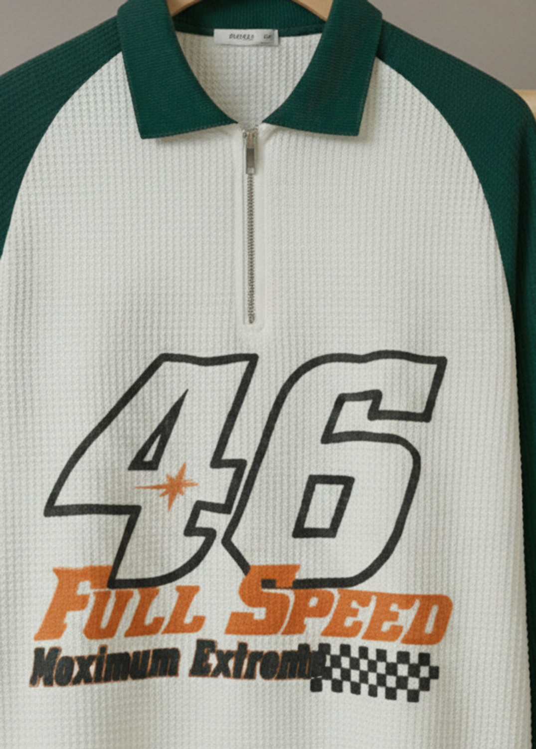 Image of Try This Printed Men Zip Neck Orange, Green, White T-Shirt