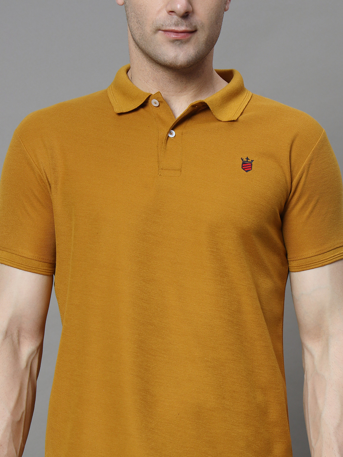 Image of RARHANPREMIUM Solid Men Polo Neck Yellow T-Shirt
