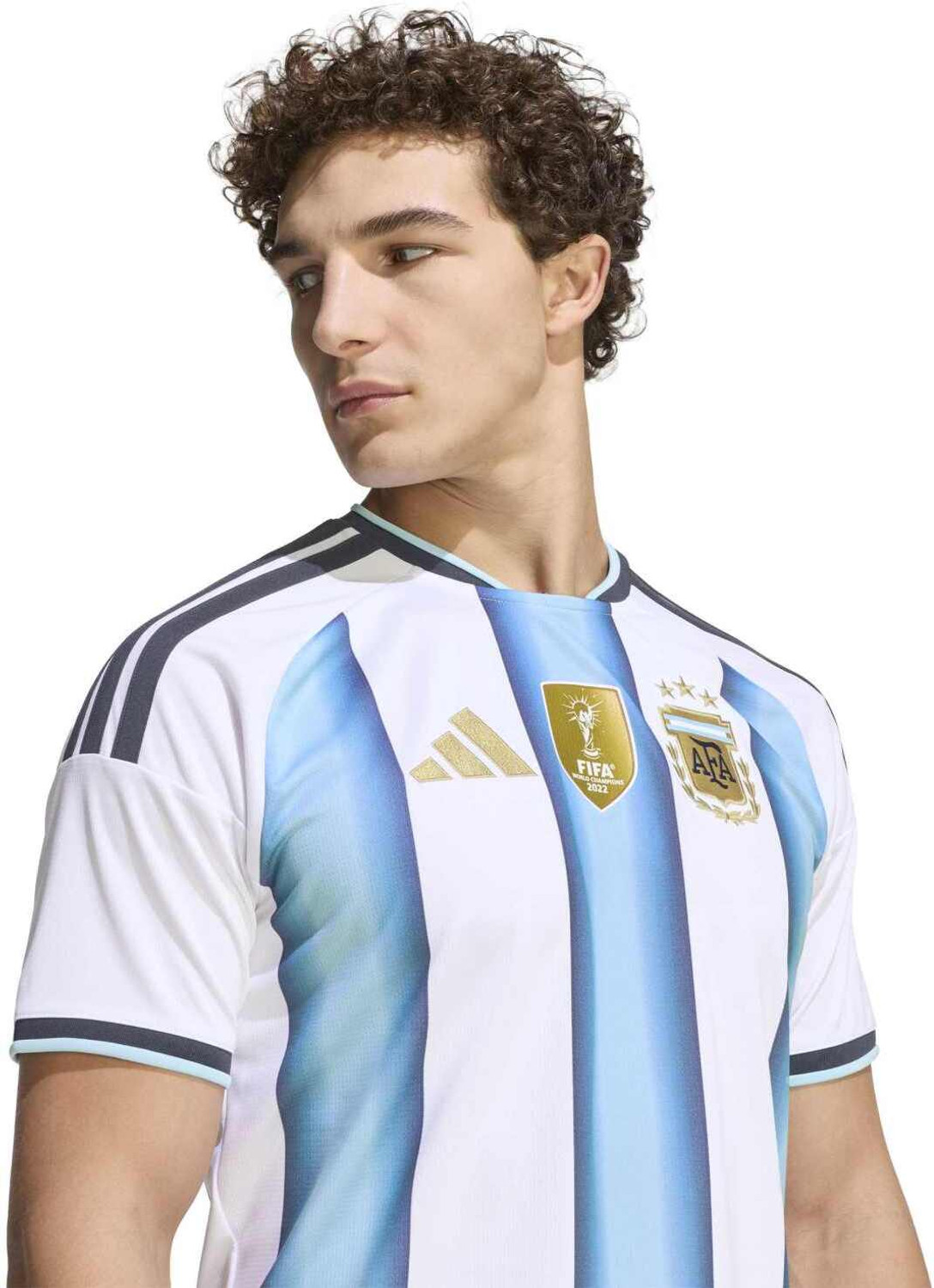 Image of ADIDAS Printed Men Mandarin Collar White T-Shirt