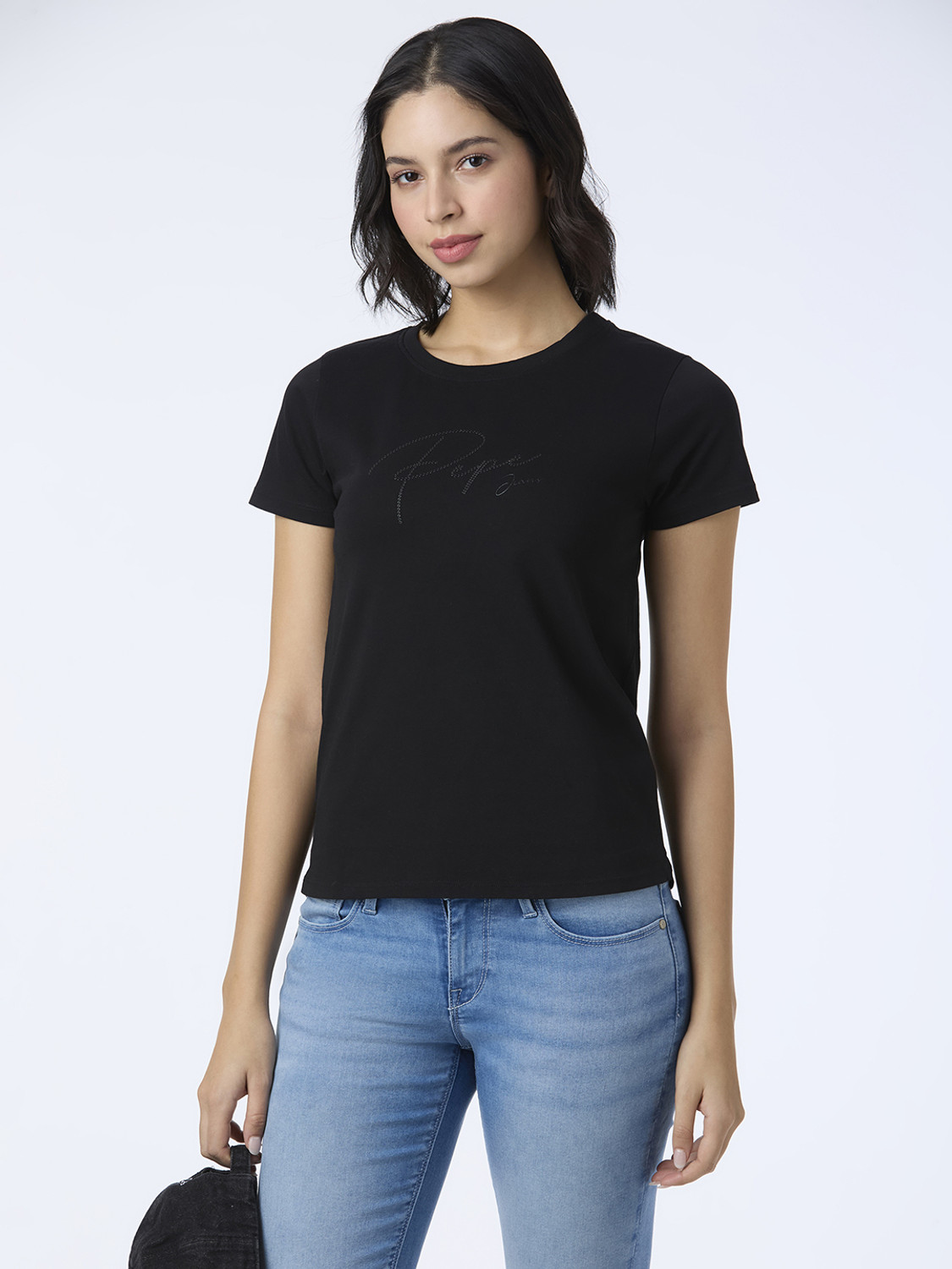 Image of Pepe Jeans Solid Women Round Neck Black T-Shirt