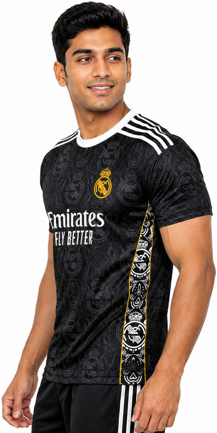 Image of Strivonsports Printed Men Round Neck Black T-Shirt
