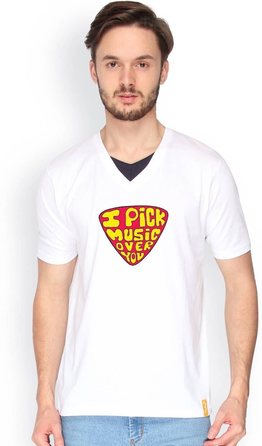 CAHOOT Solid Men V Neck White T-Shirt