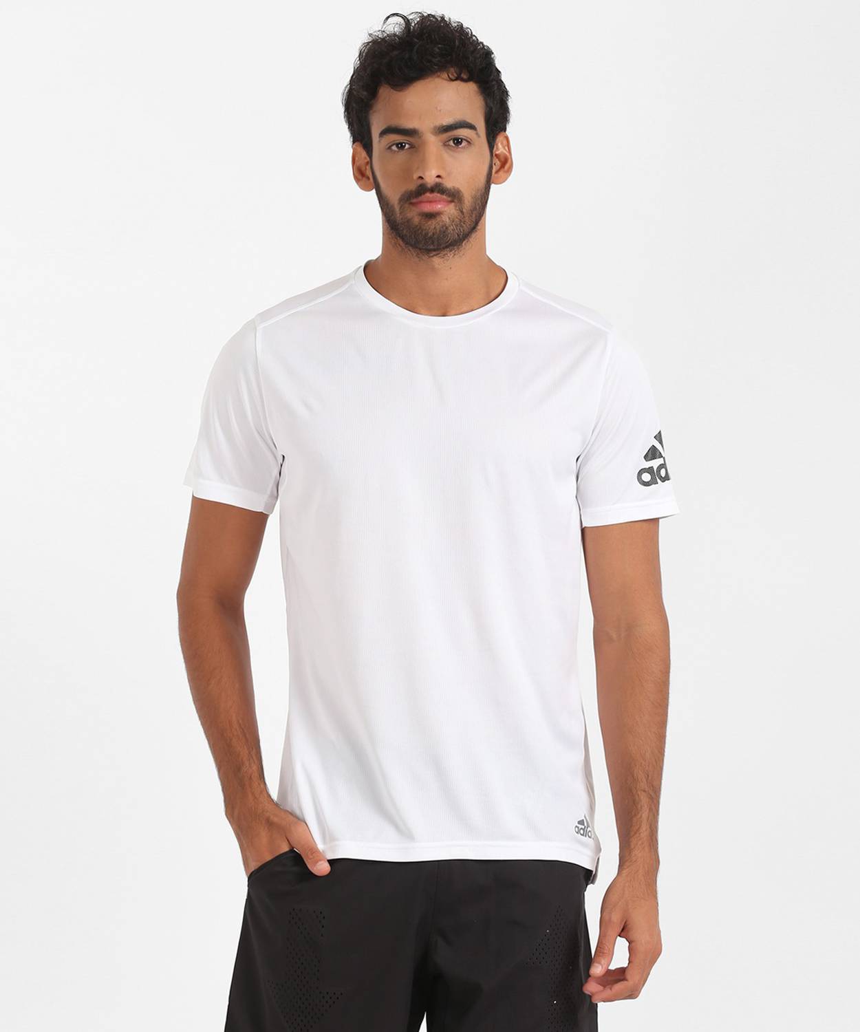 ADIDAS Solid Men Round Neck White T-Shirt