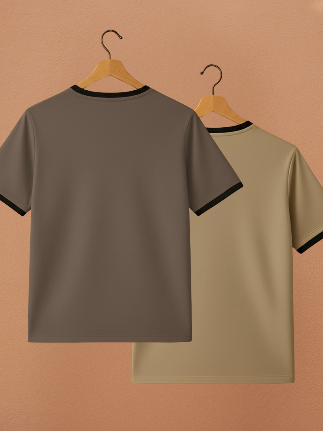 Image of Yazole Printed Men Round Neck Brown, Beige T-Shirt