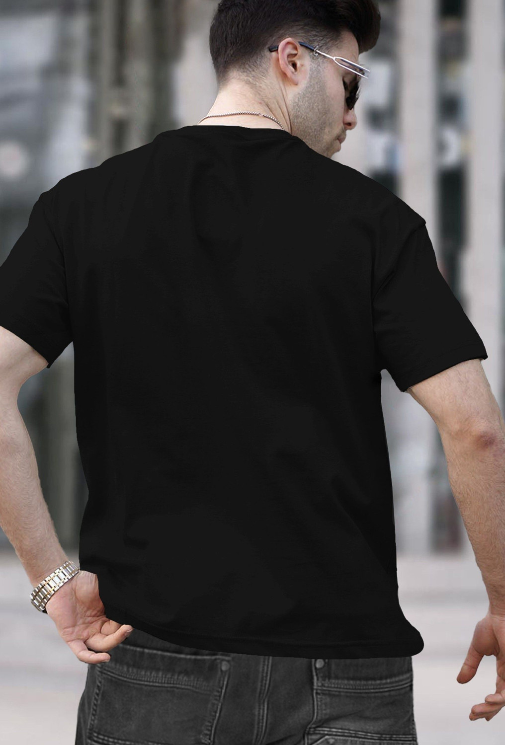 Image of TRIPR Solid Men Round Neck Black, Grey T-Shirt