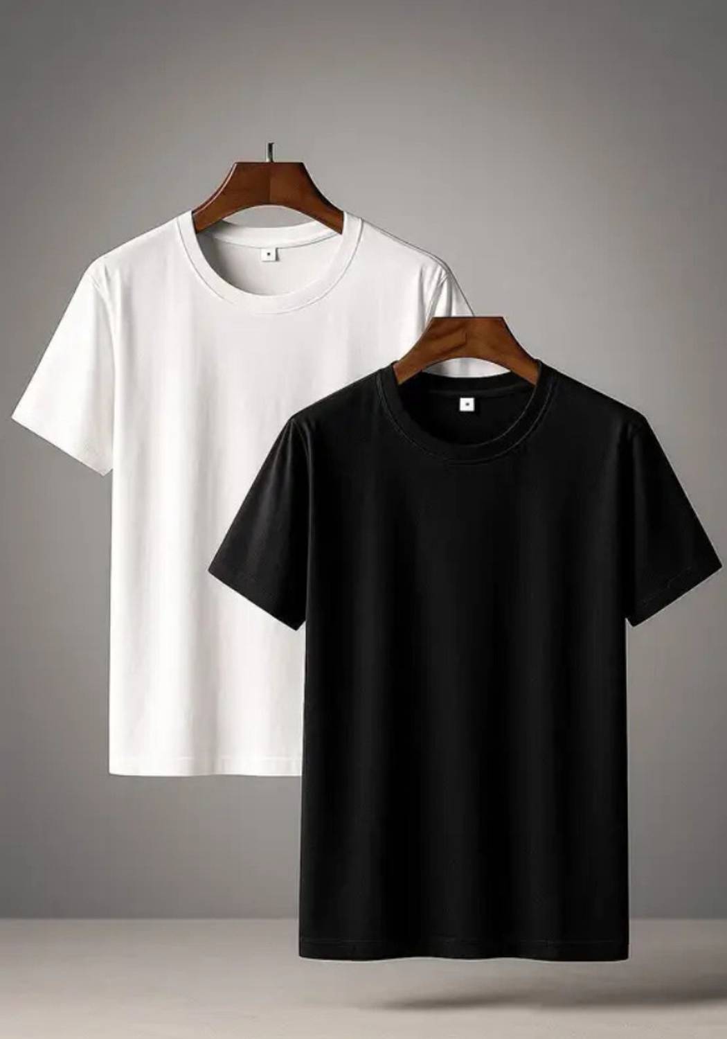 BEEFITS Solid Men Round Neck Black, White T-Shirt