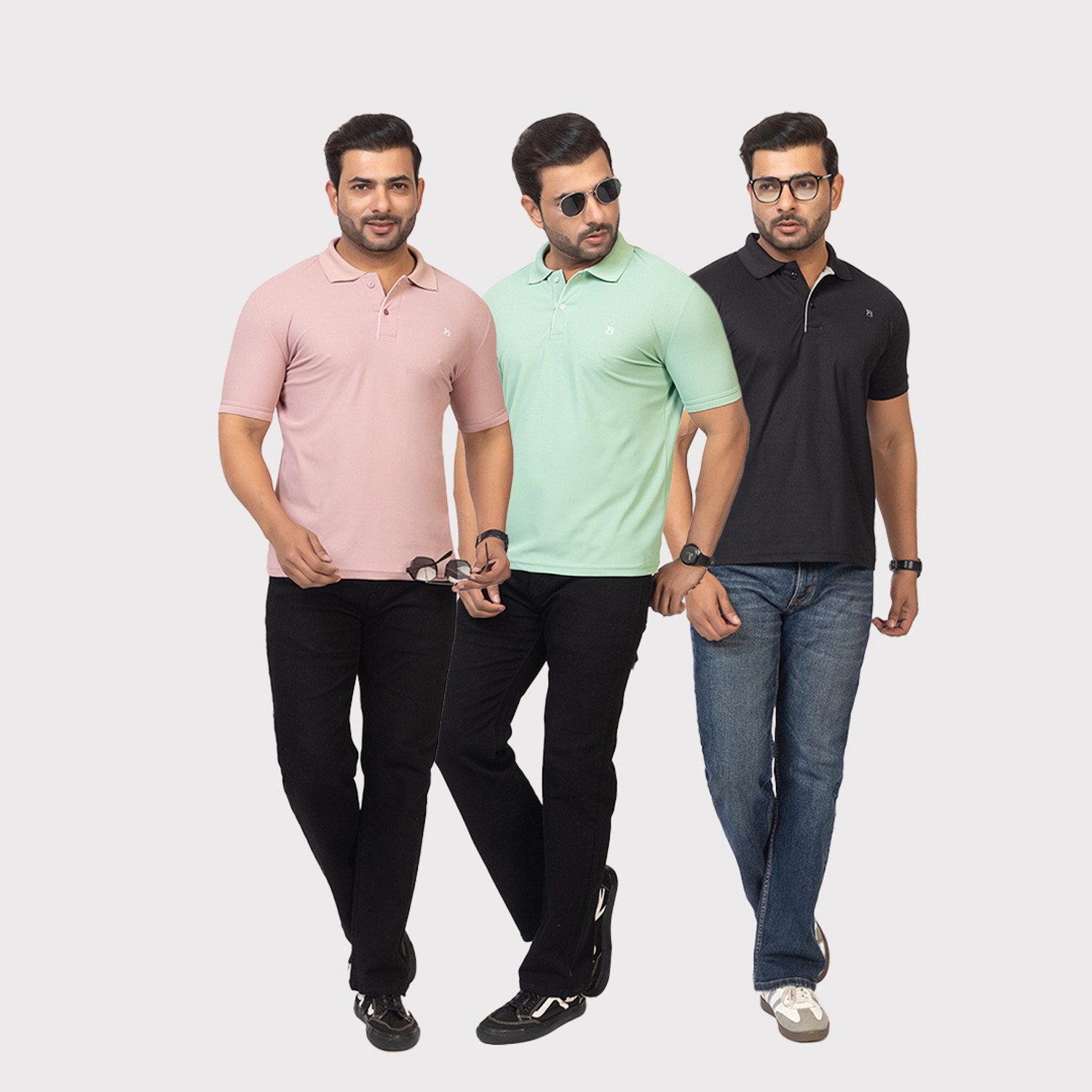 Image of TWEUNBOY Solid Men Polo Neck Multicolor T-Shirt
