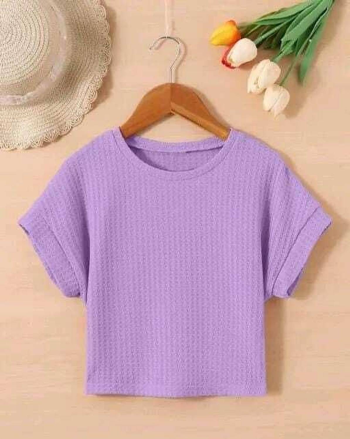 2013 USK COLLECTION Solid Women Round Neck Purple T-Shirt