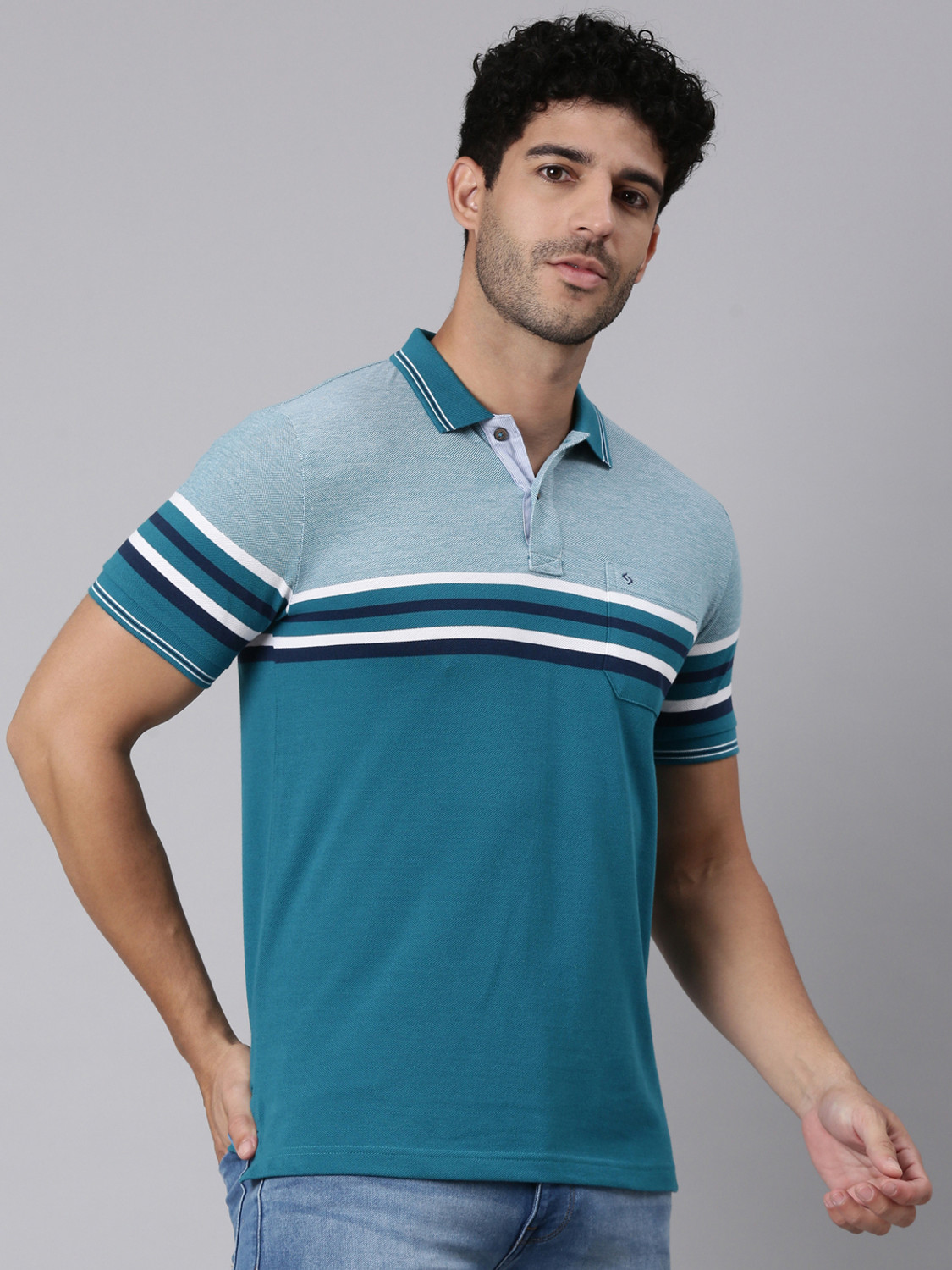Image of Classic Polo Colorblock Men Polo Neck Multicolor T-Shirt