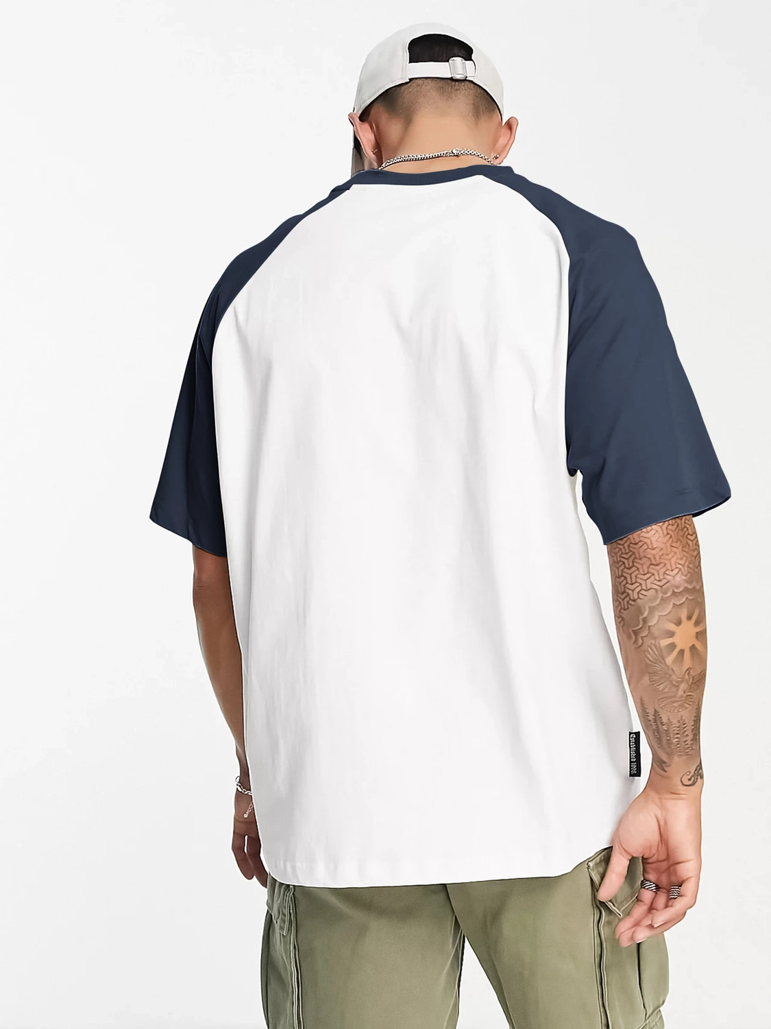 Image of Jump Cuts Printed Men Round Neck White, Dark Blue T-Shirt