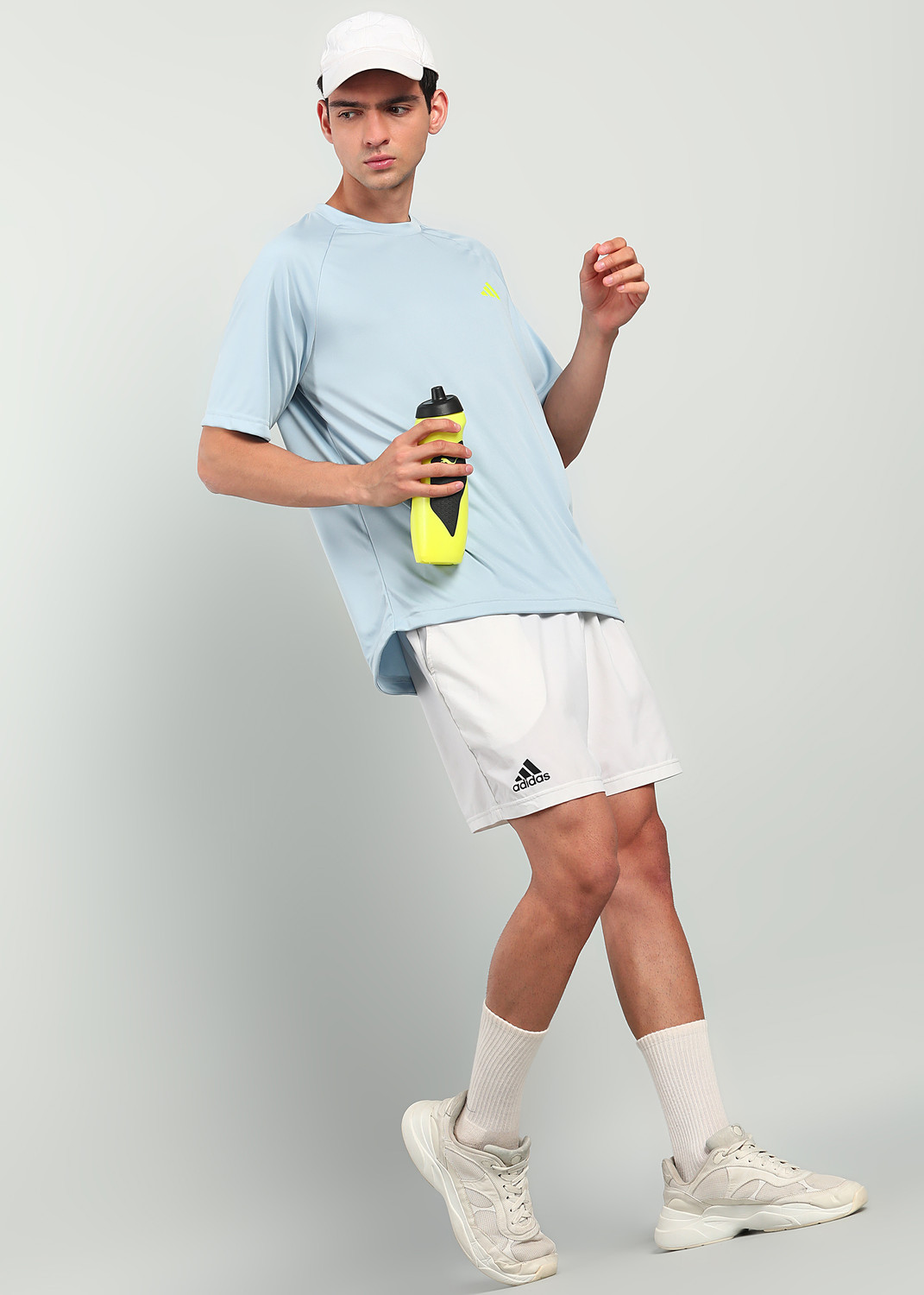 Image of ADIDAS Solid Men Round Neck Blue T-Shirt