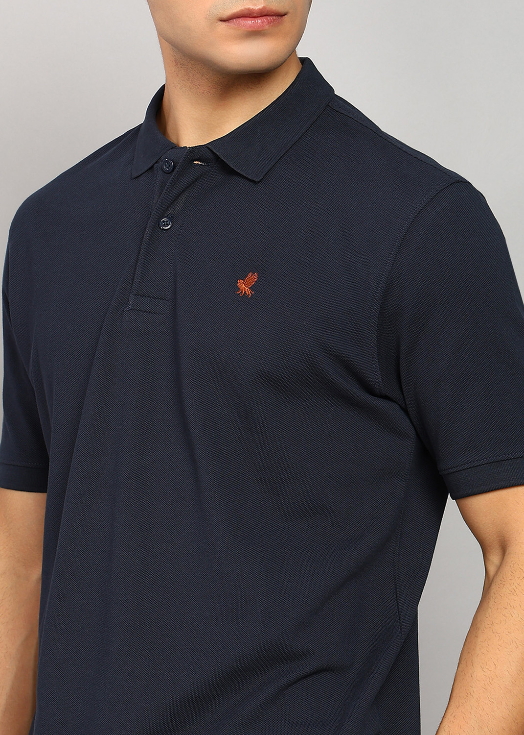Image of PETER ENGLAND Solid Men Polo Neck Blue T-Shirt