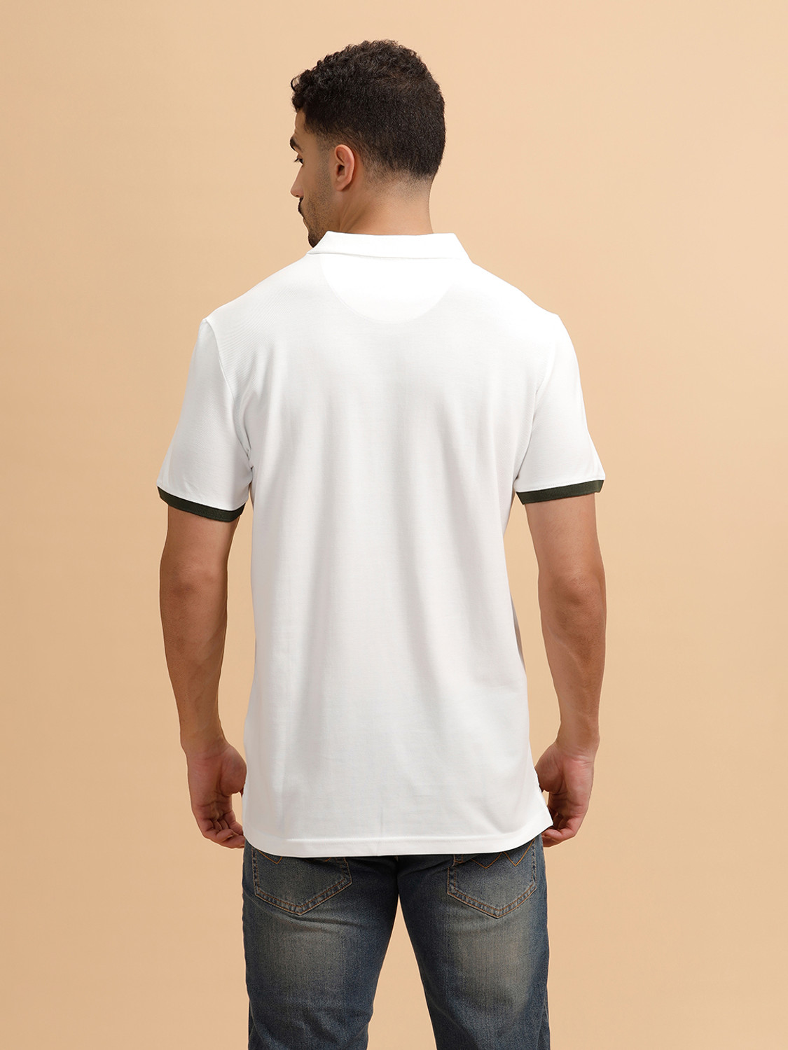 Image of WROGN Men Solid Polo Neck Pure Cotton Silver T-Shirt