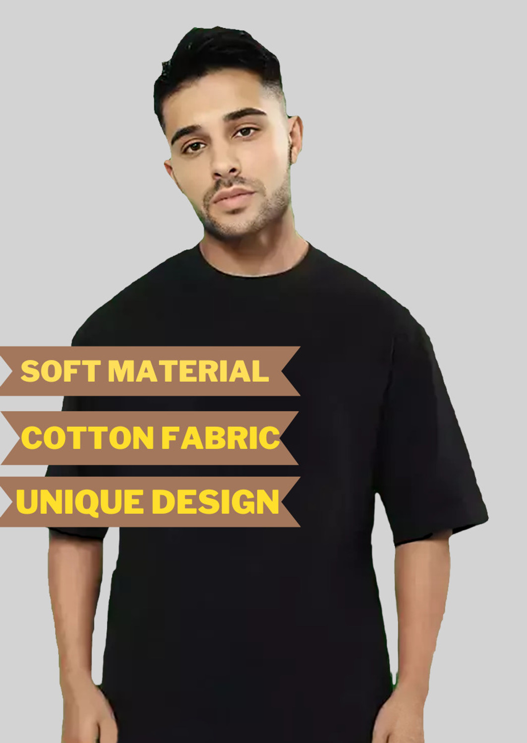 Image of Trift Point Printed Men Round Neck Black T-Shirt