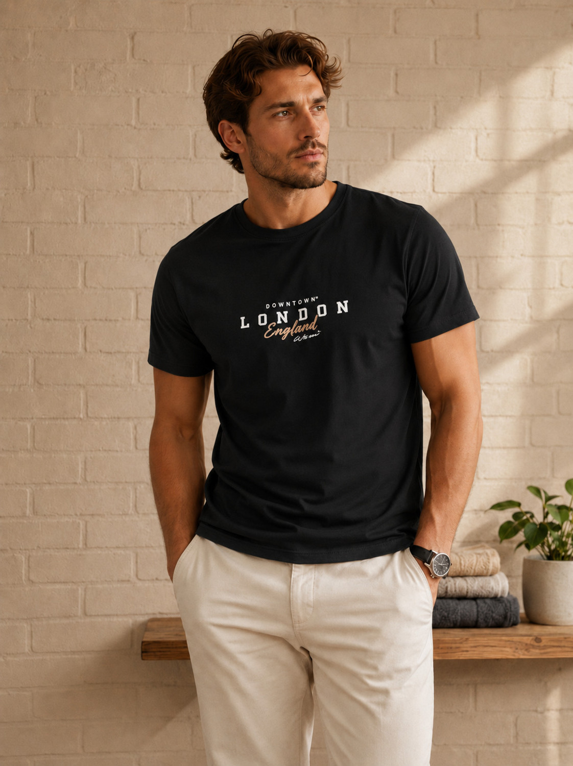 Image of MGAPPARELS Graphic Print Men Round Neck Black, Blue, White T-Shirt
