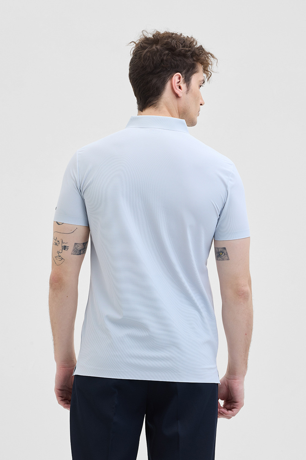 Image of Snitch Solid Men Polo Neck Light Blue T-Shirt