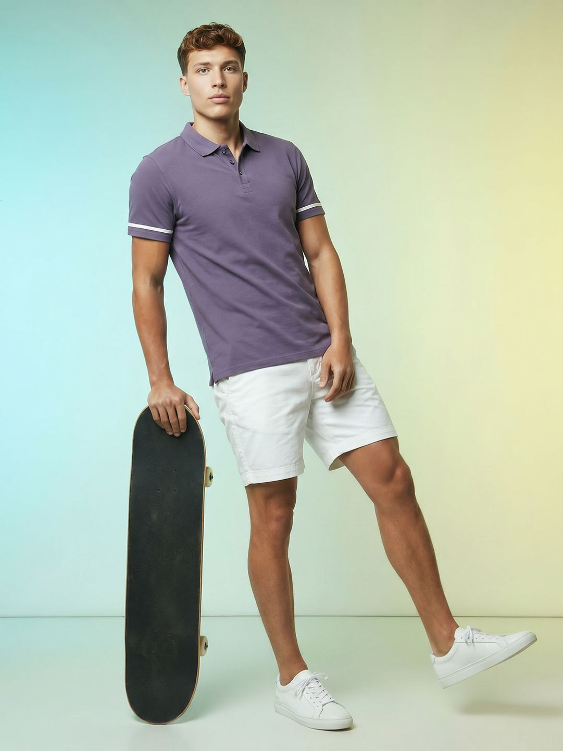 Image of HRX by Hrithik Roshan Solid Men Round Neck Purple T-Shirt