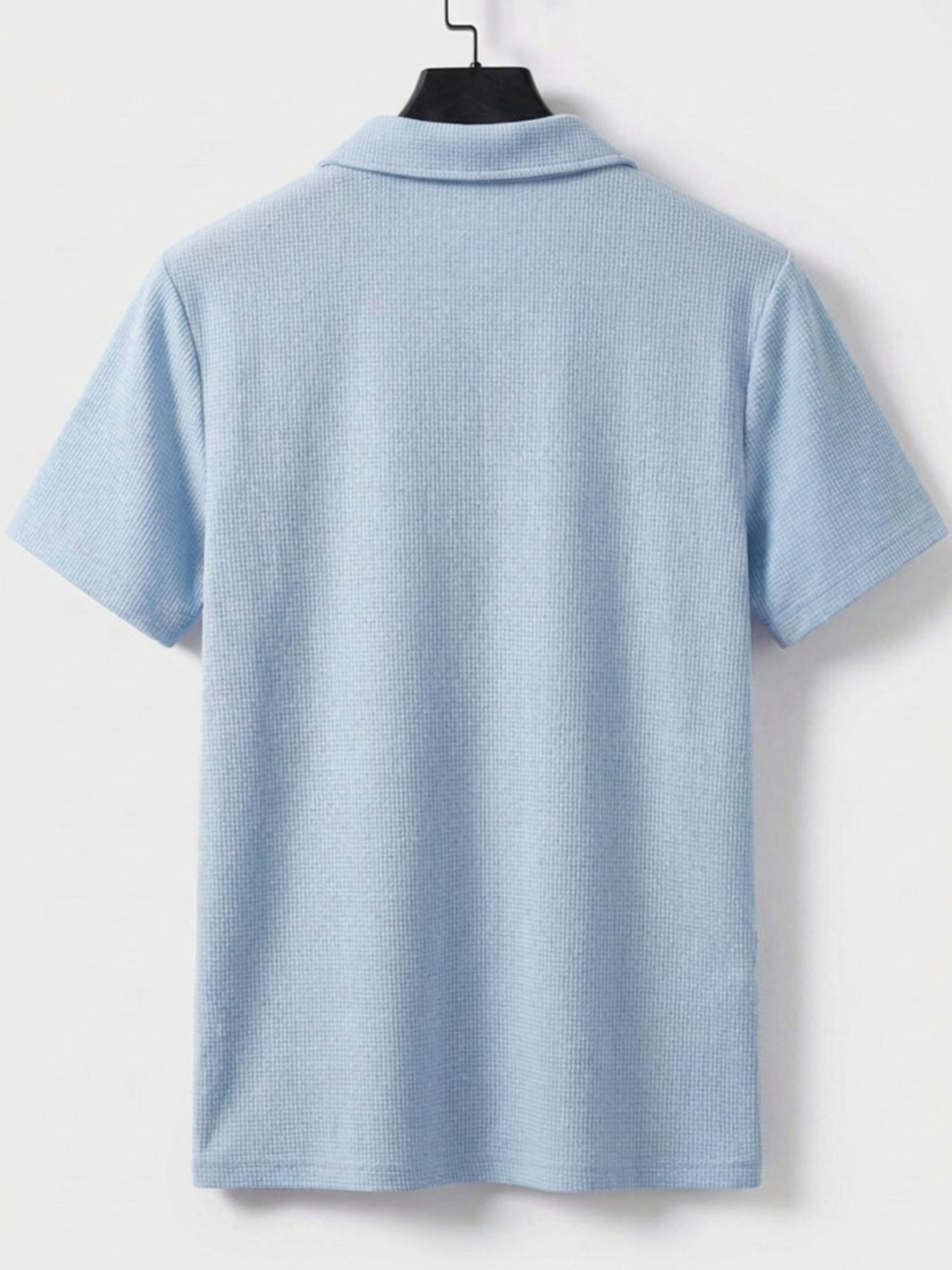 Image of FLYIND VOGUE OUTFIT Self Design Men Polo Neck Light Blue T-Shirt