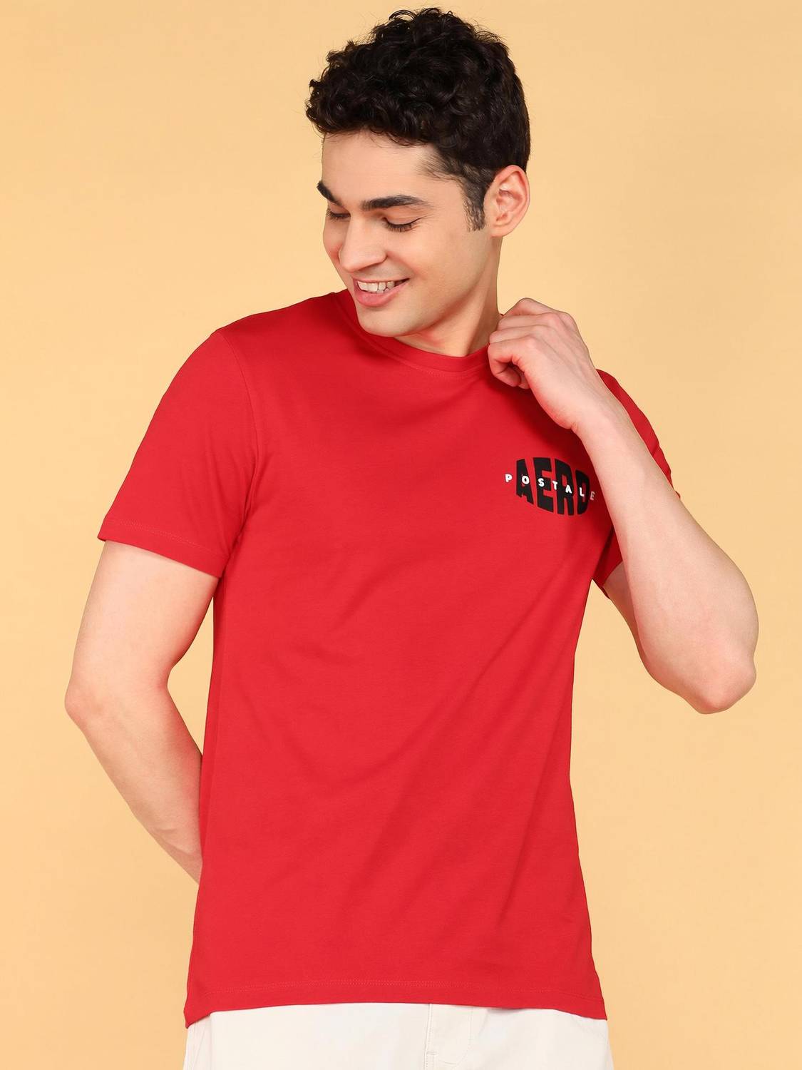 AEROPOSTALE Typography Men Round Neck Red T-Shirt