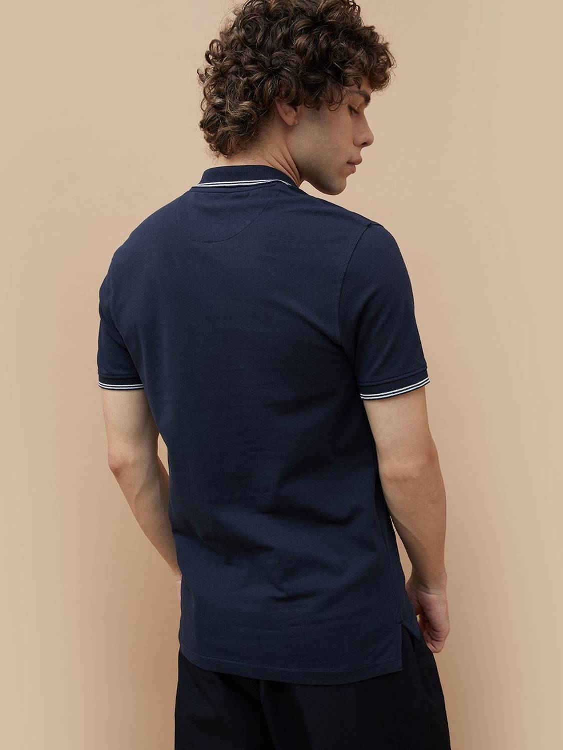 BOSSINI Solid Men Polo Neck Blue T-Shirt - Image 5