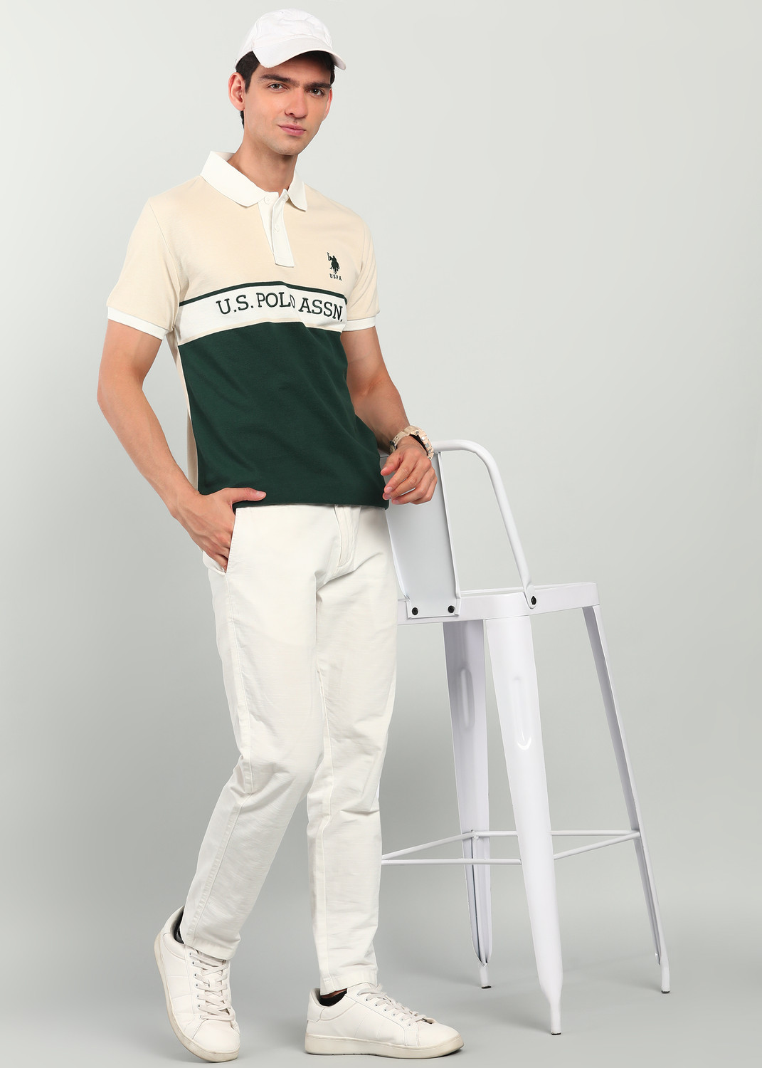 Image of U.S. POLO ASSN. Embroidered Men Polo Neck Multicolor T-Shirt