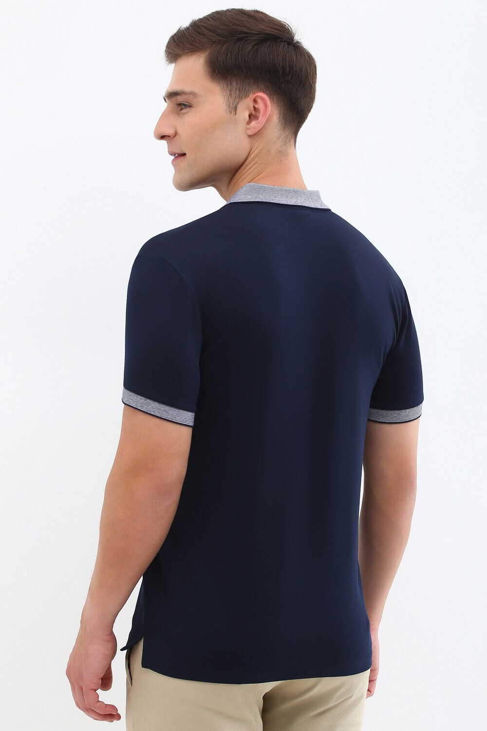 Image of Allen Solly Solid Men Polo Neck Blue T-Shirt