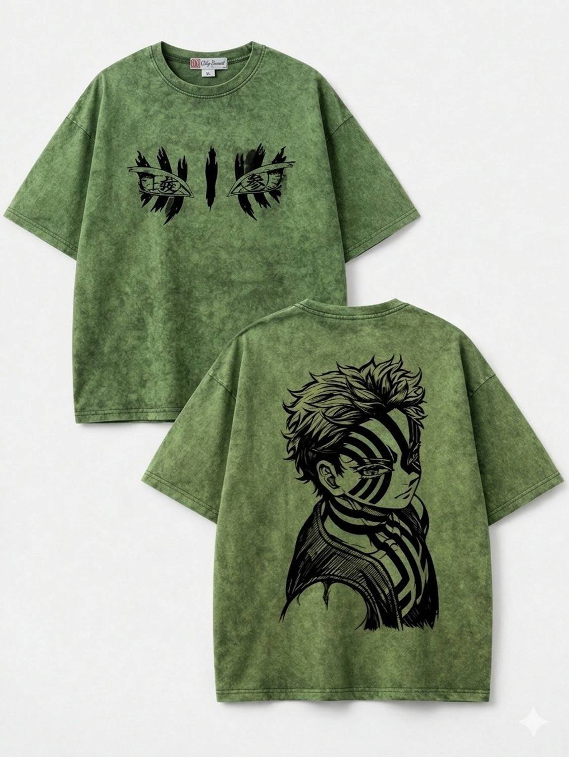 Eddicted Washed Men Round Neck Green T-Shirt