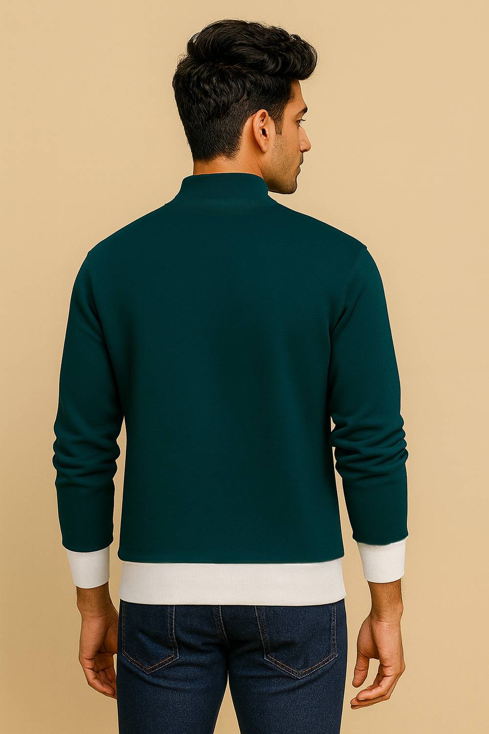 Try Colorblock Men Polo Neck T-Shirt, Dark Green - Image 2