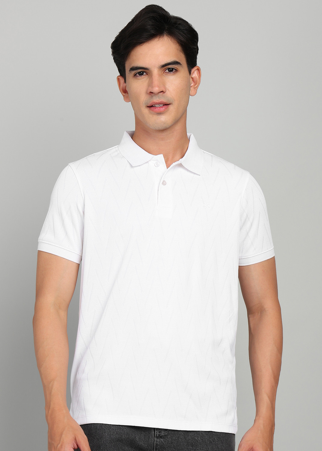 Image of KILLER Printed Men Polo Neck White T-Shirt