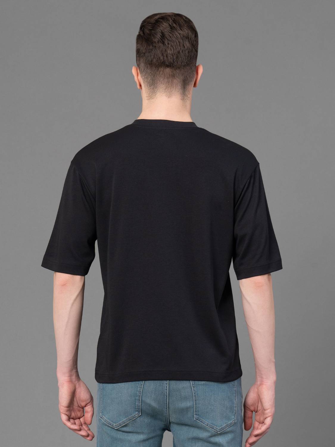 RED TAPE Men Black Round Neck T-Shirt - Image 3