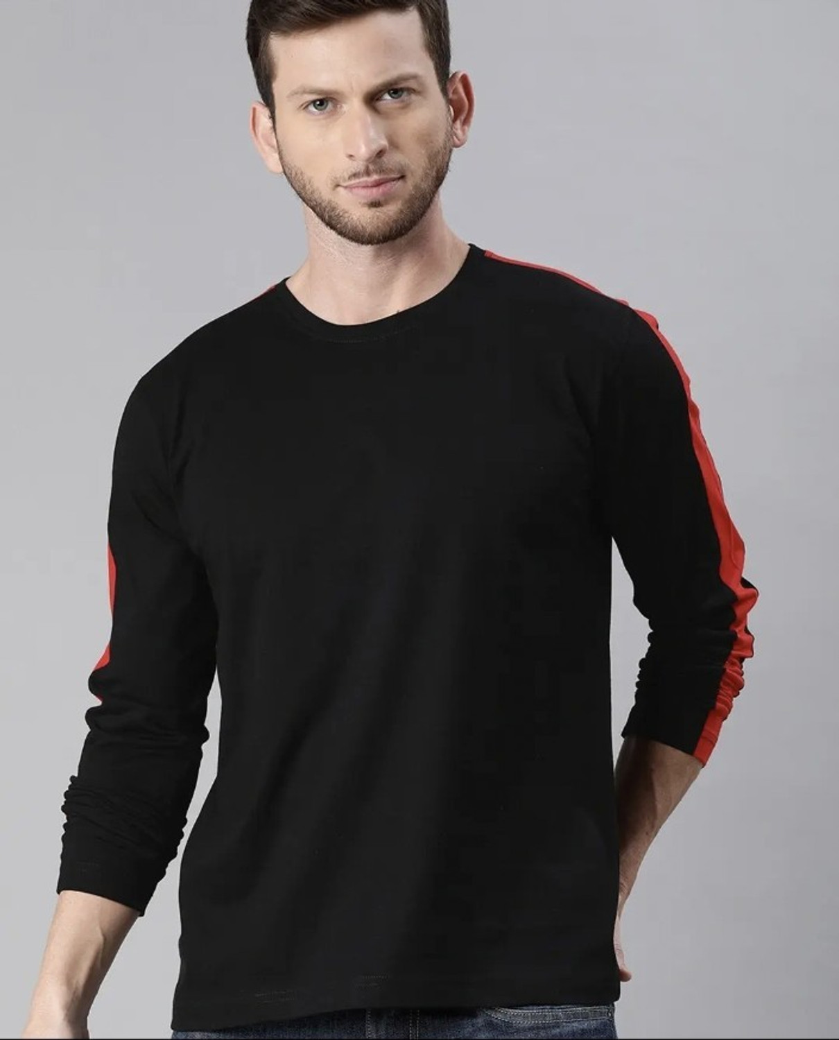 Image of Smart Colors Colorblock Men Round Neck Black T-Shirt