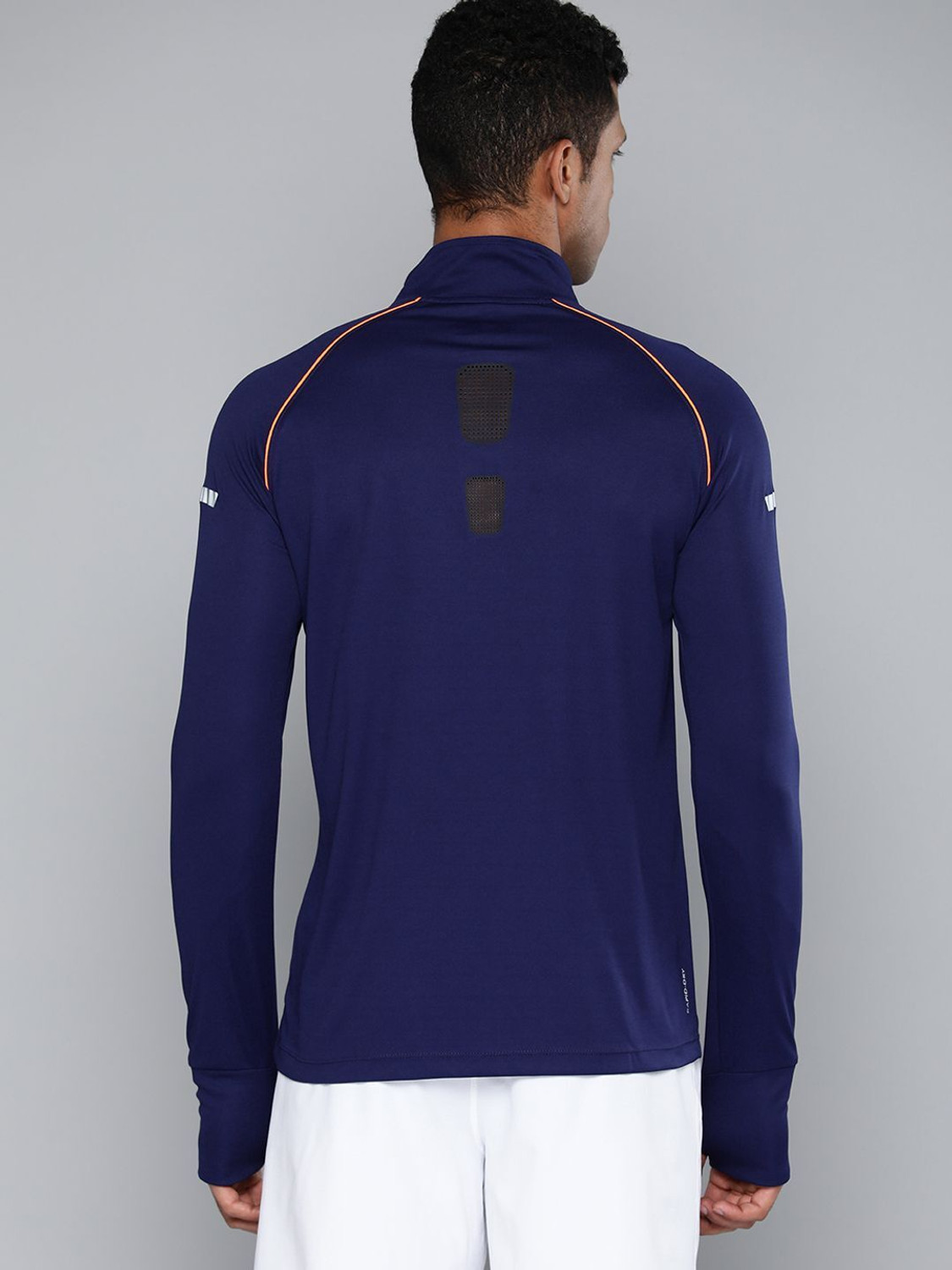 Image of HRX by Hrithik Roshan Solid Men High Neck Blue T-Shirt