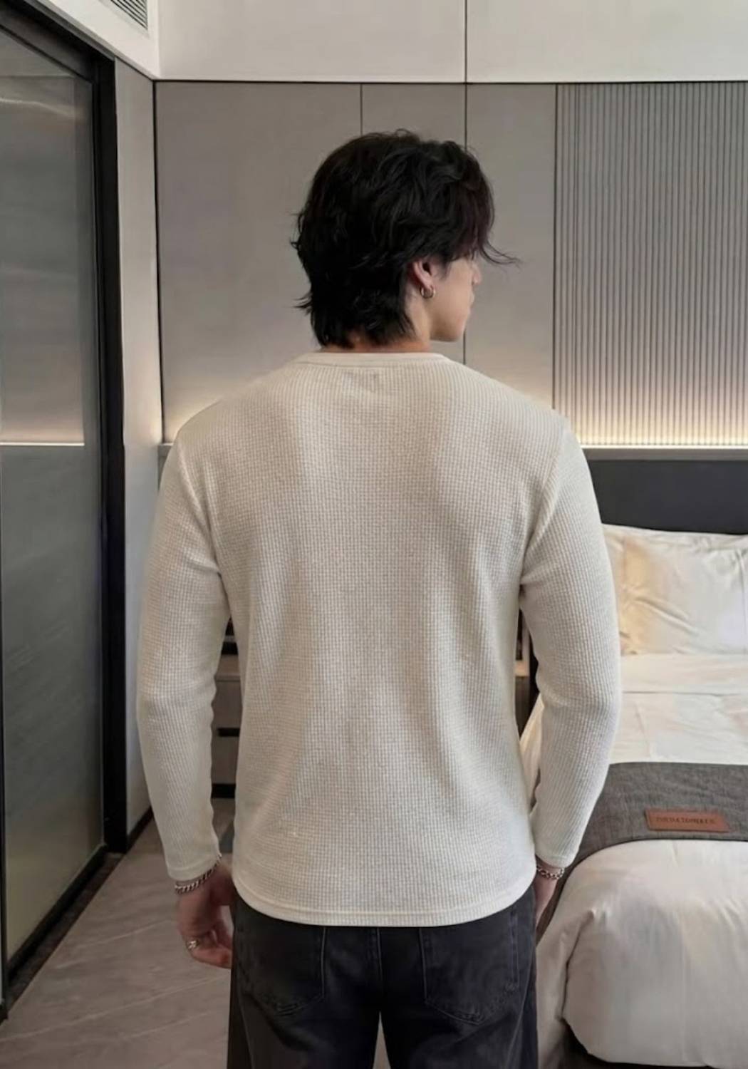 fash era Men Henley Neck Beige T-Shirt - Image 4