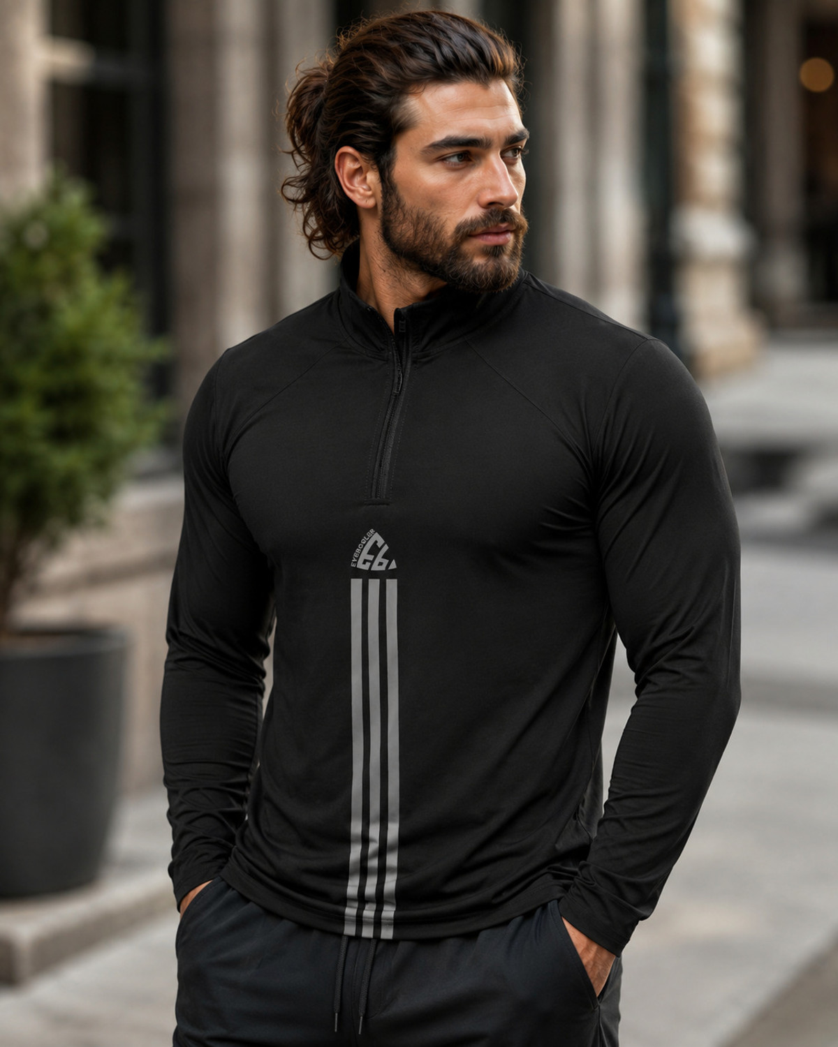 Image of EyeBogler Men Printed Round Neck Polyester Black T-Shirt
