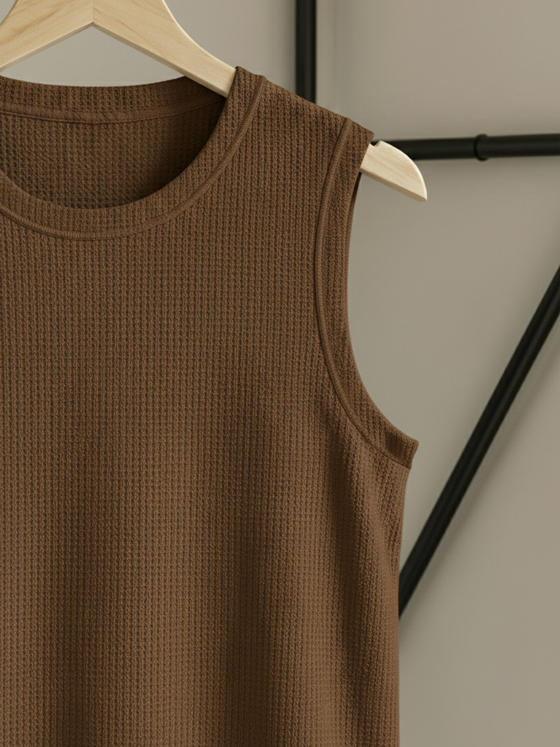 Image of TeeWink Solid Men Round Neck Brown T-Shirt