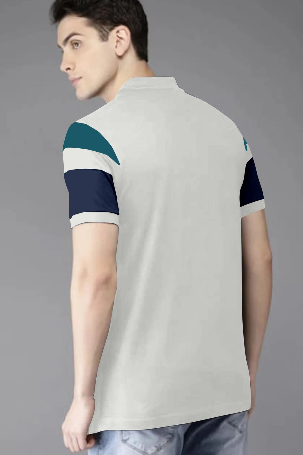 Image of KHAHURIYO Colorblock Men Polo Neck Multicolor T-Shirt
