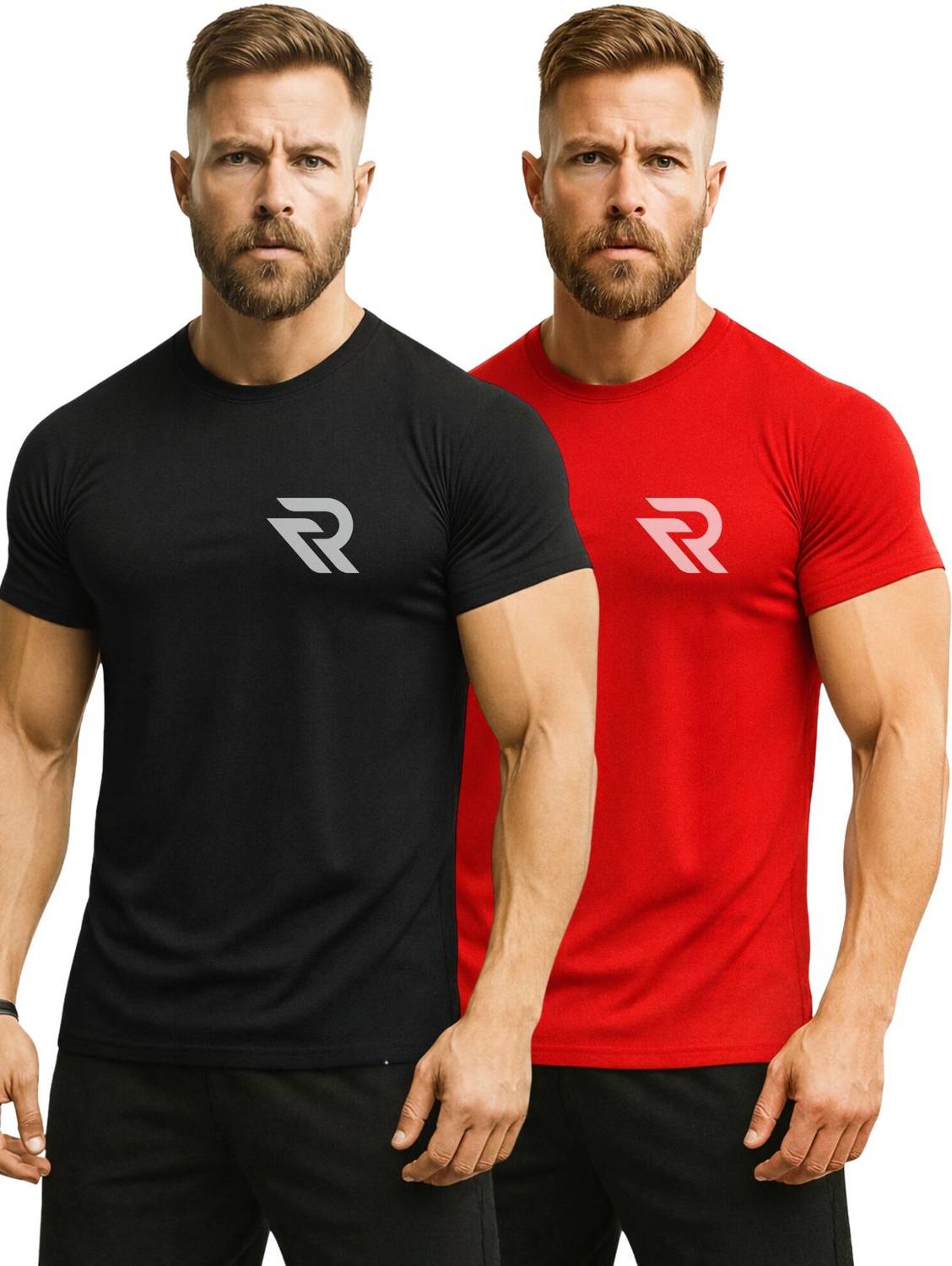 3colors Printed Men Round Neck Black, Red T-Shirt