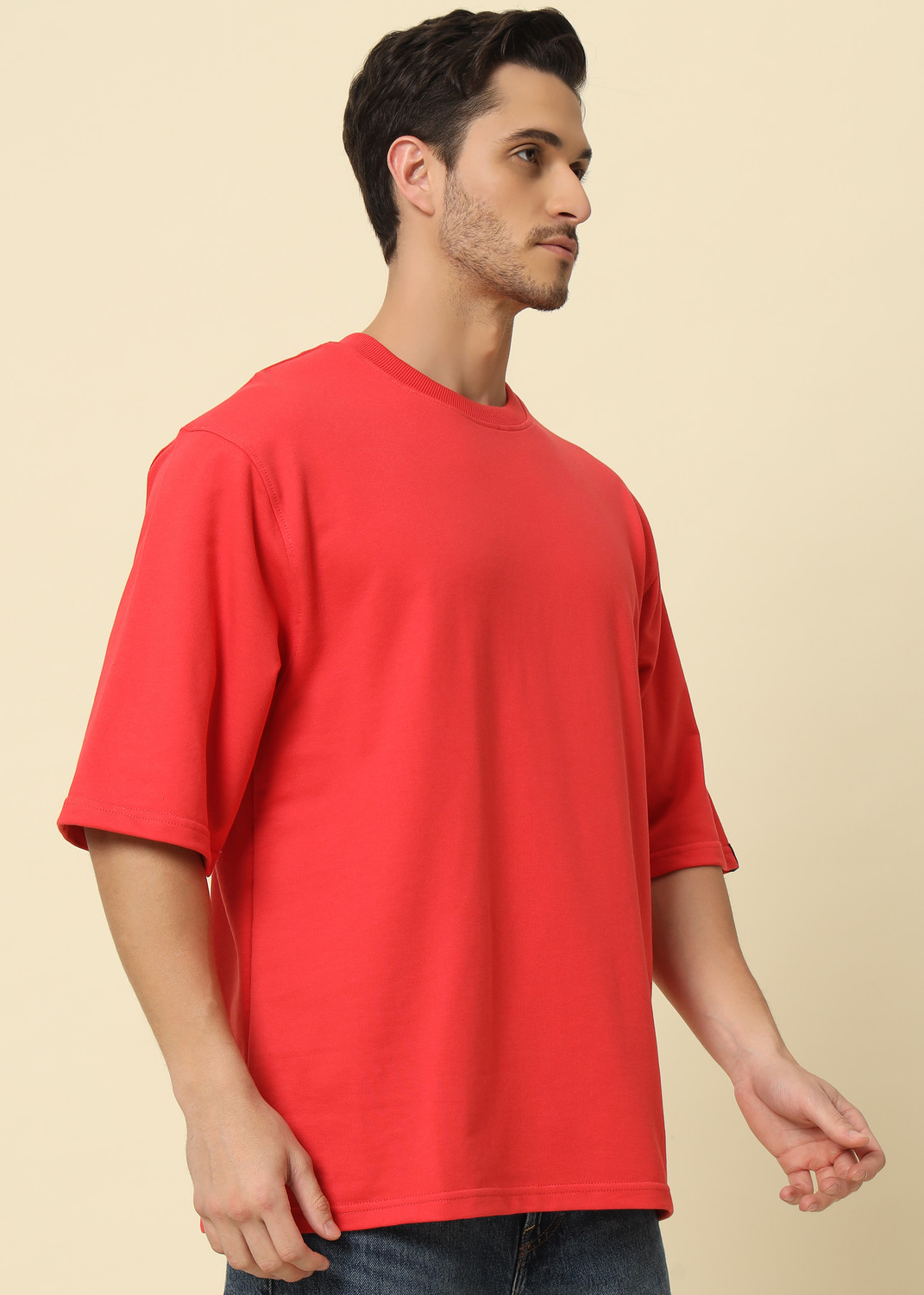 Image of PockMAN Solid Men Round Neck Red T-Shirt