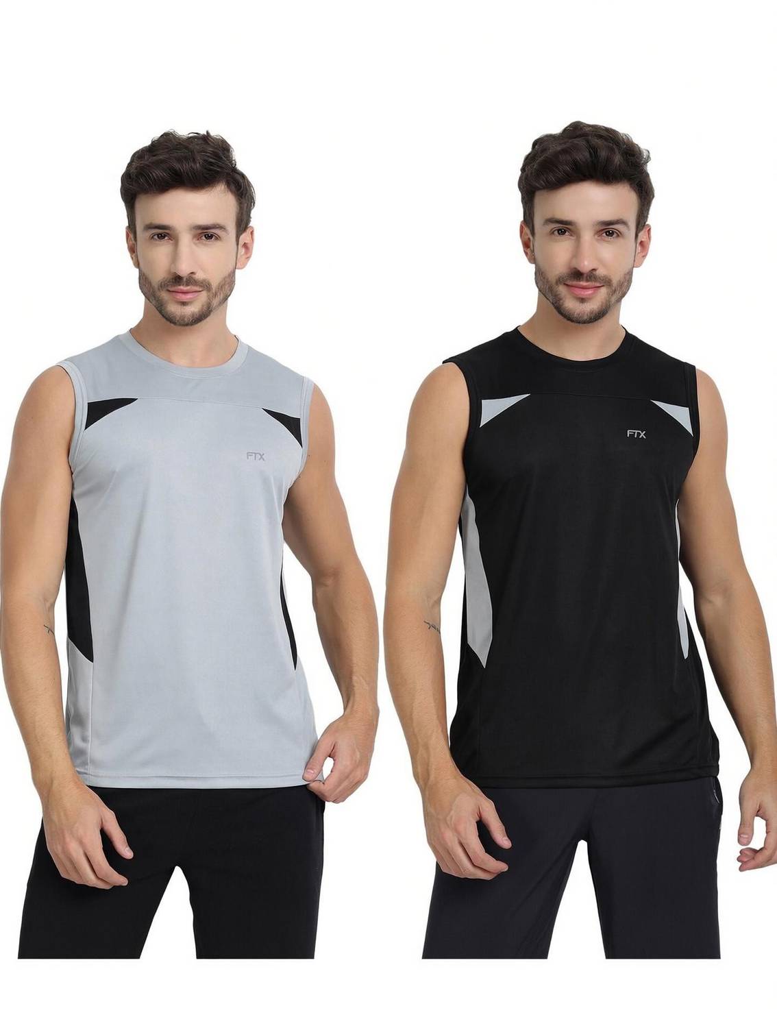FTX Solid Men Round Neck Black T-Shirt Pack of 2 - Image 1
