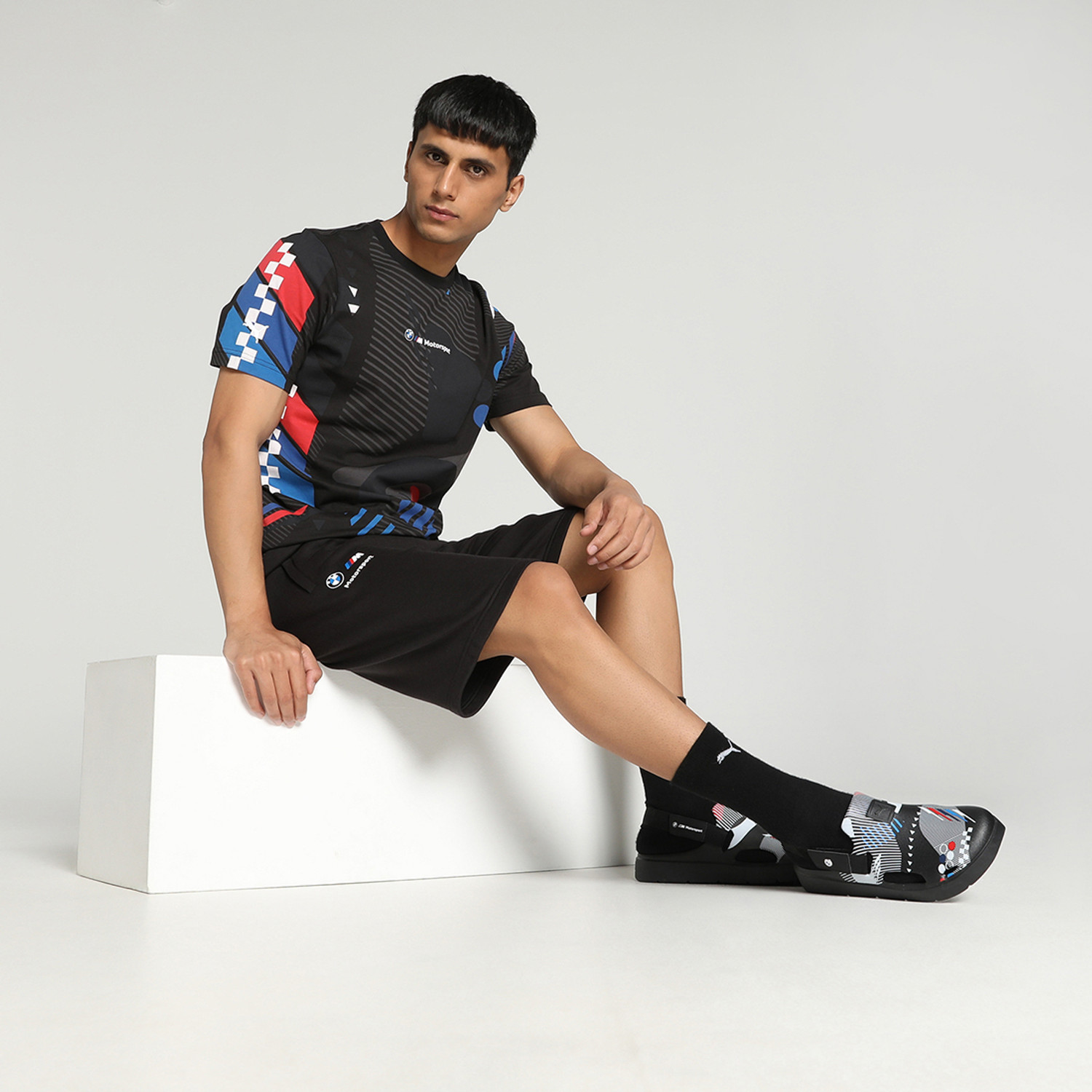 Image of PUMA Printed Men Round Neck Black T-Shirt