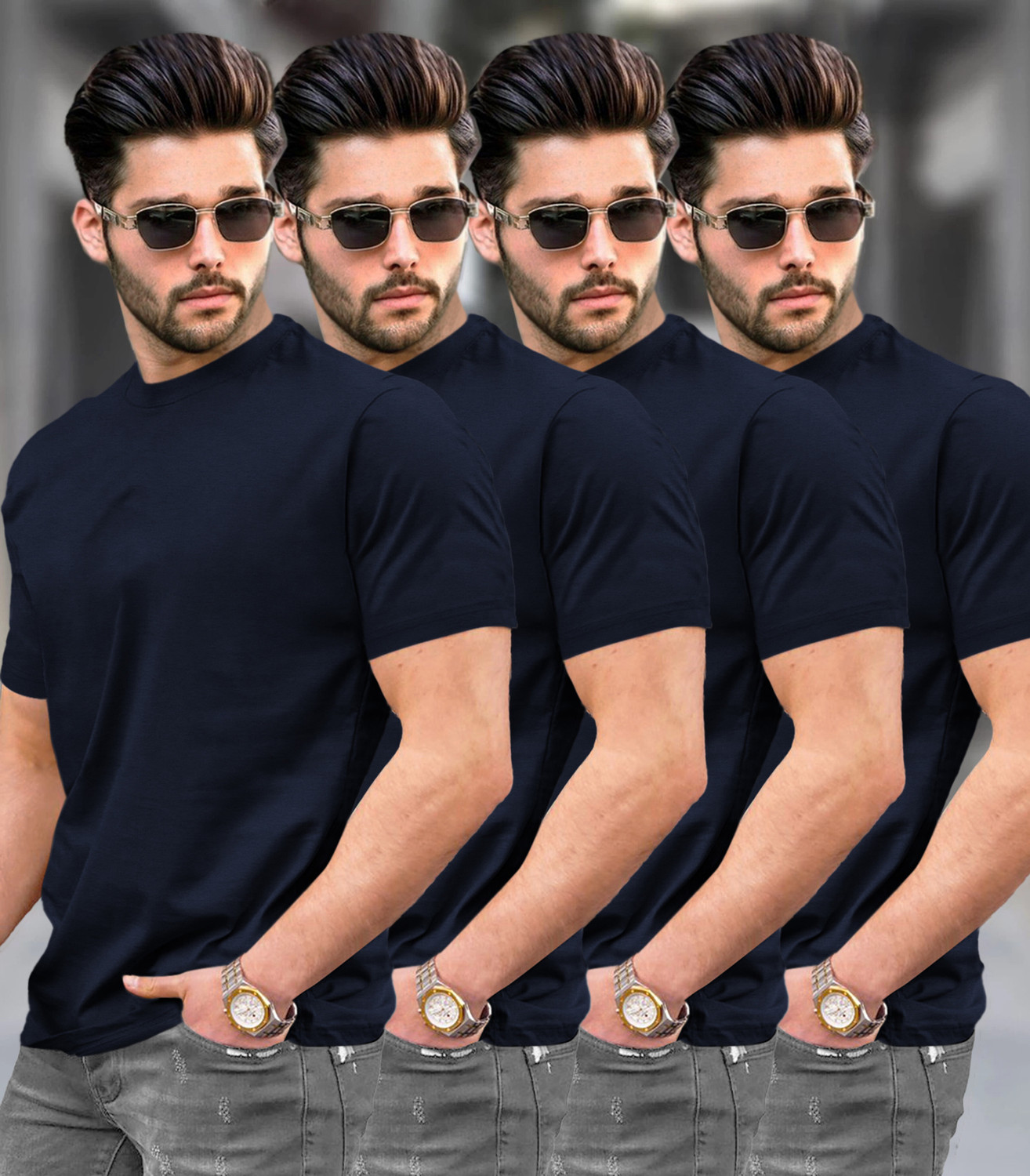 Image of TRIPR Solid Men Multicolor T-Shirt