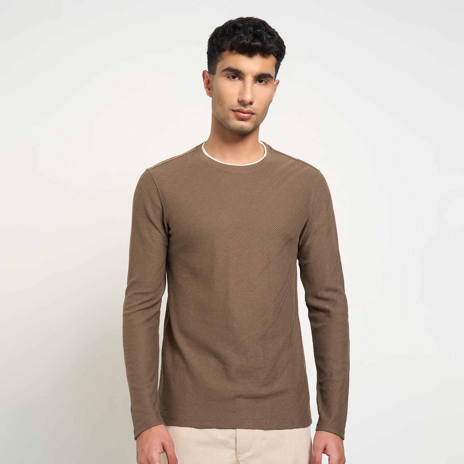 Image of 7 Alt by Pantaloons Tie & Dye Men Round Neck Brown T-Shirt