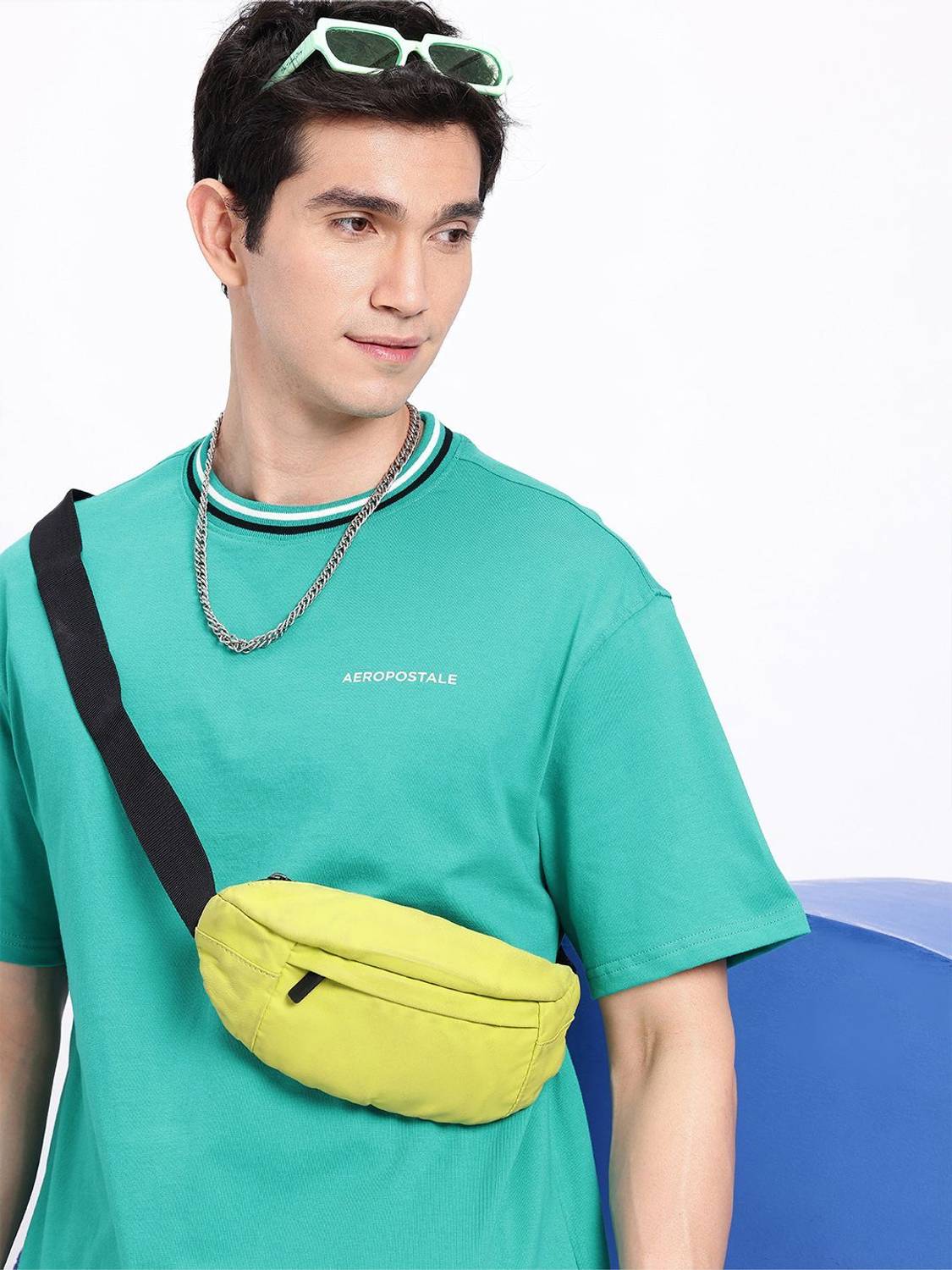 AEROPOSTALE Solid Men Round Neck Green T-Shirt