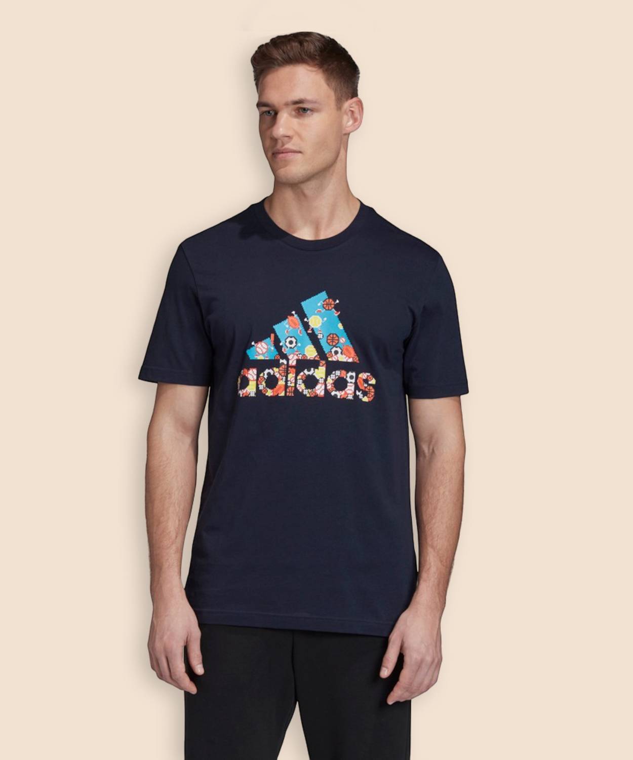 ADIDAS Sporty Men Round Neck Blue T-Shirt